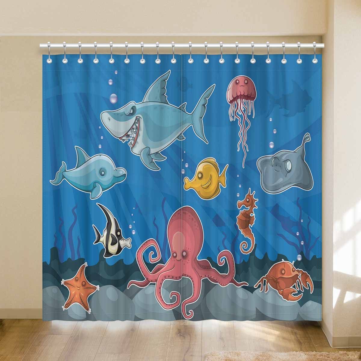 Variety Tropical Fish Underwater World Printed Window Curtain variety tropical fish underwater world printed window curtain 4453