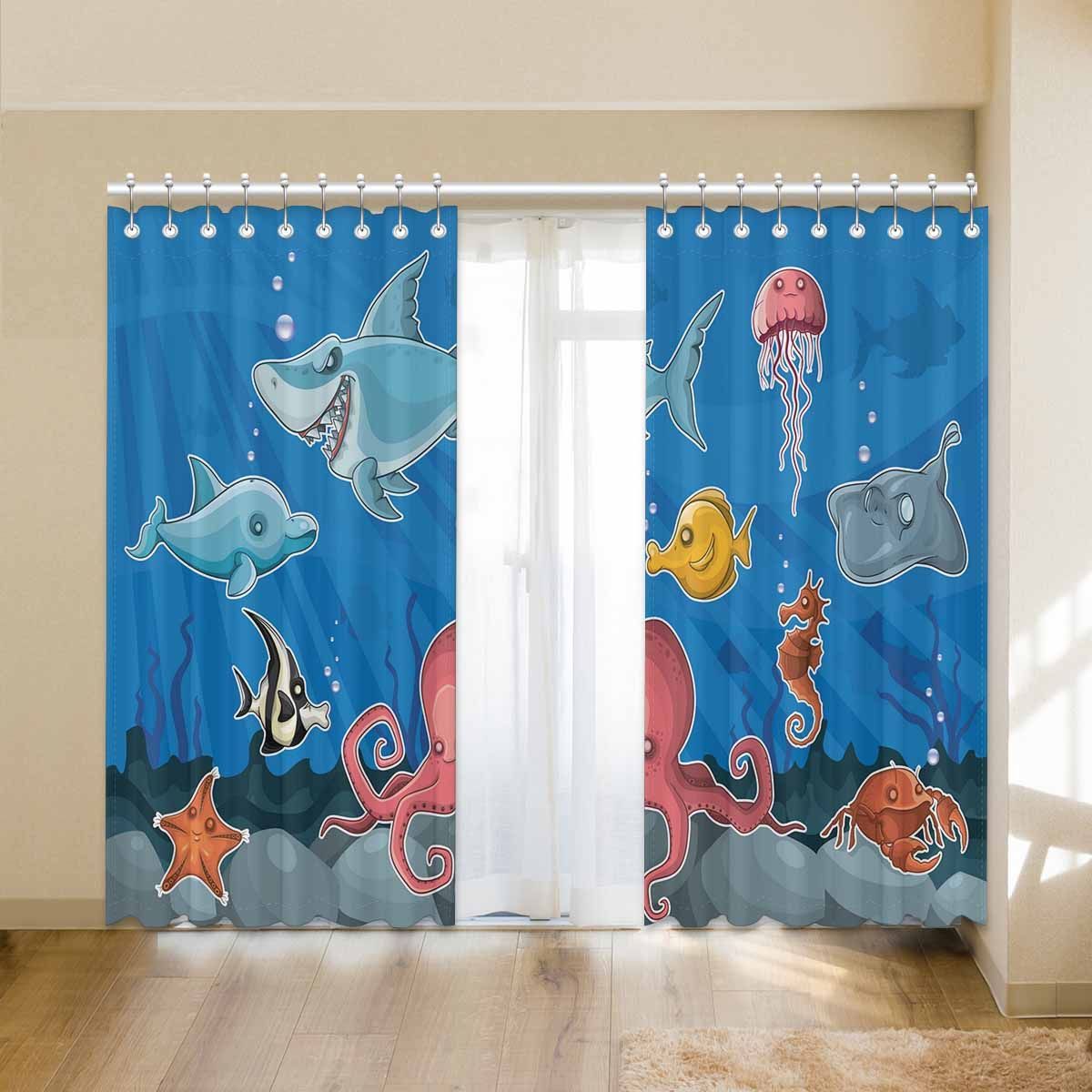 Variety Tropical Fish Underwater World Printed Window Curtain variety tropical fish underwater world printed window curtain 6008