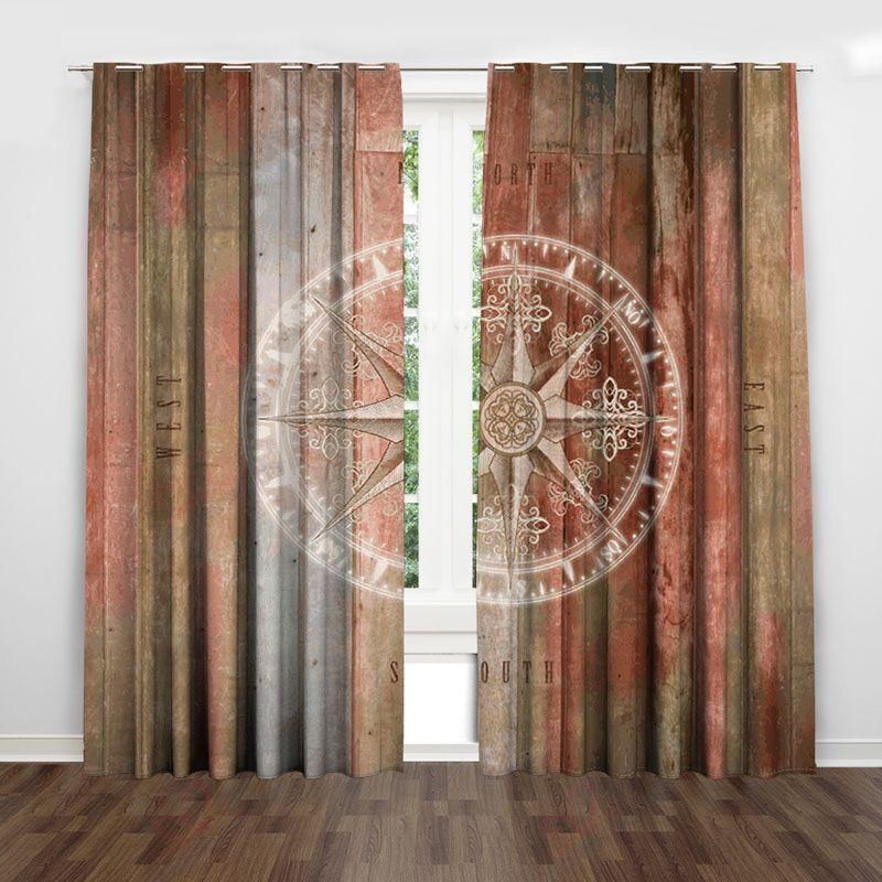 vintage compass printed window curtain home decor 4588