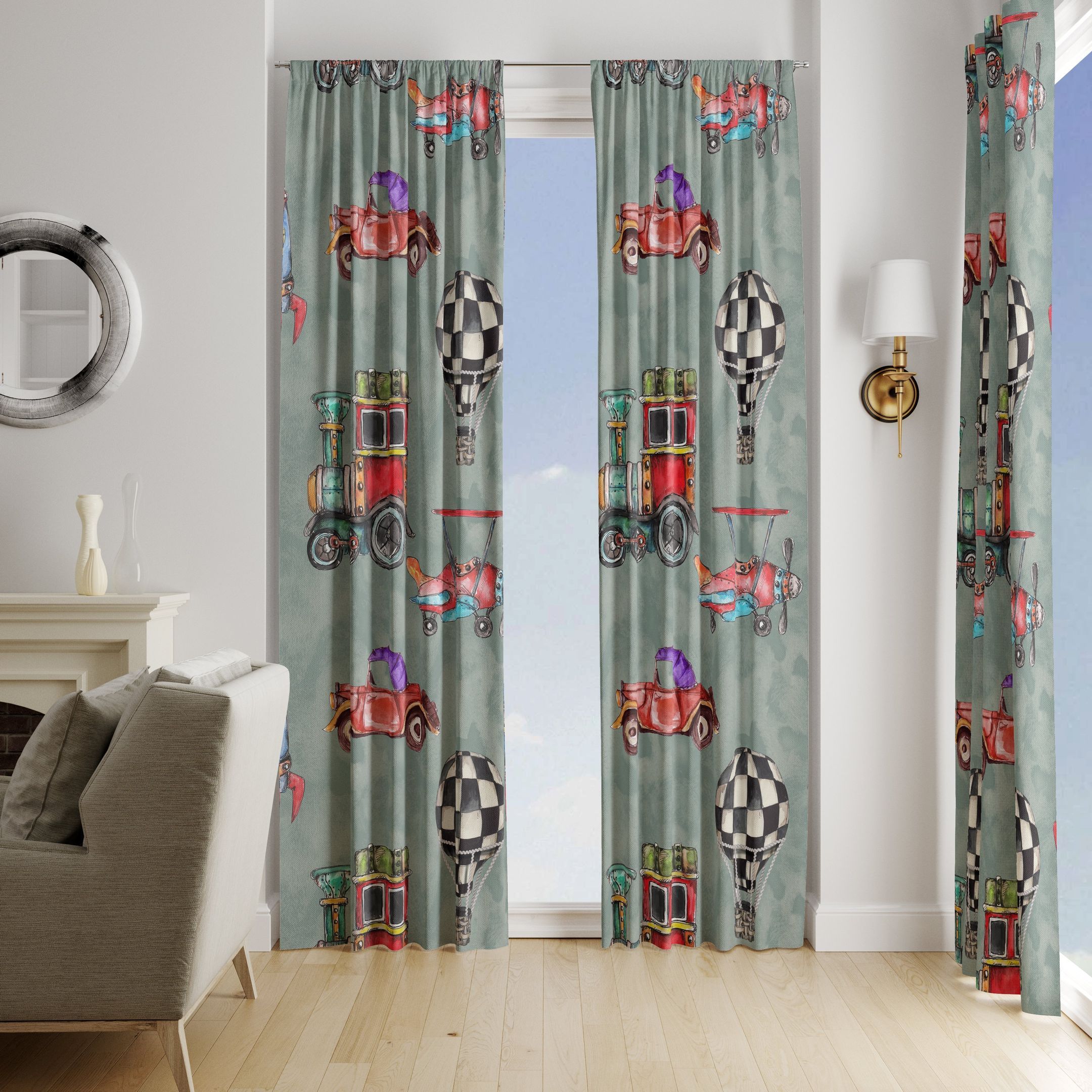 Watercolor Industrial Travel Window Curtains watercolor industrial travel window curtains 1320