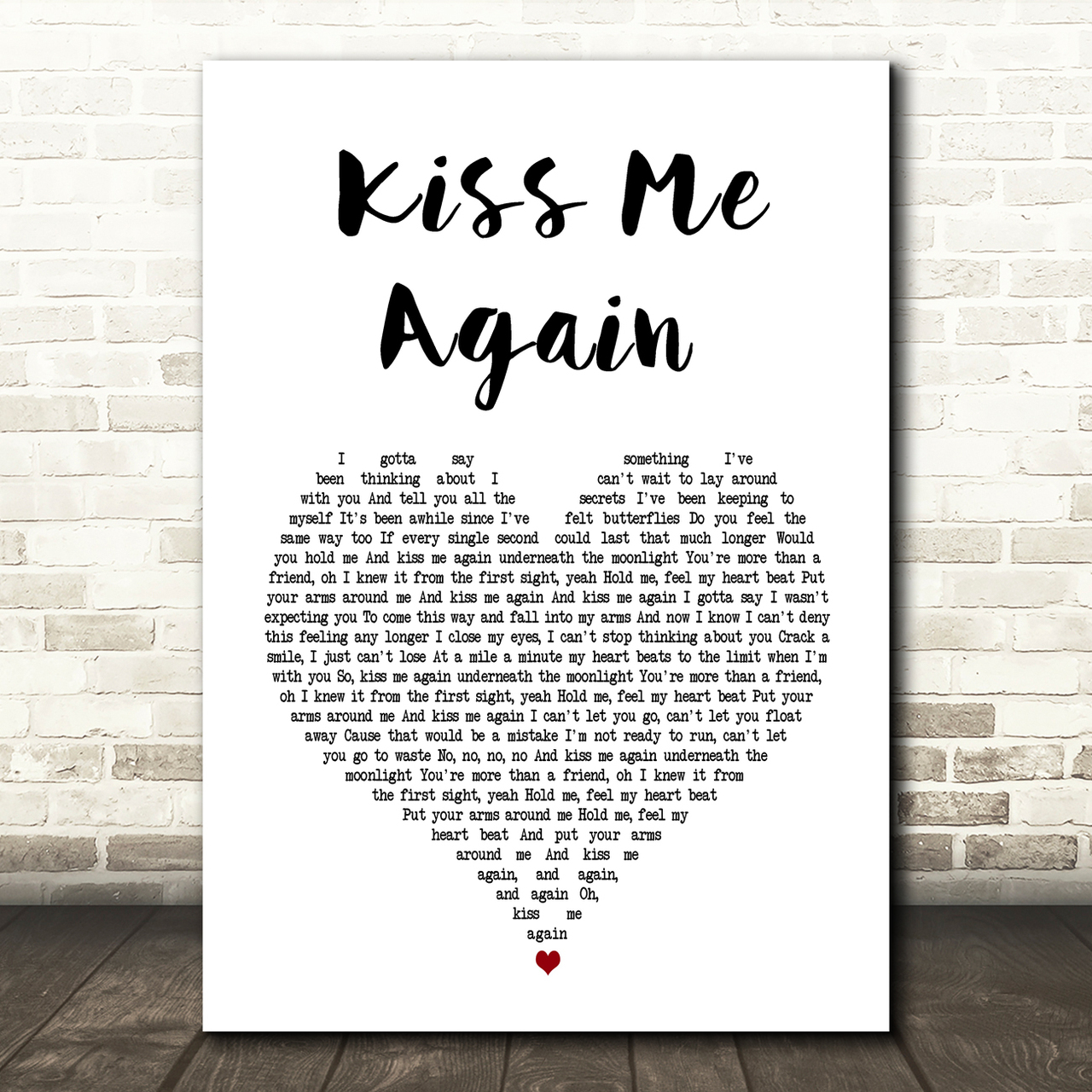we are the in crowd kiss me again white heart song lyric art print 2054