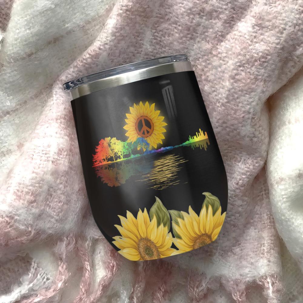 whisper words of wisdom let it be guitar hippie sunflower wine tumbler hippie gift wine tumbler 4187