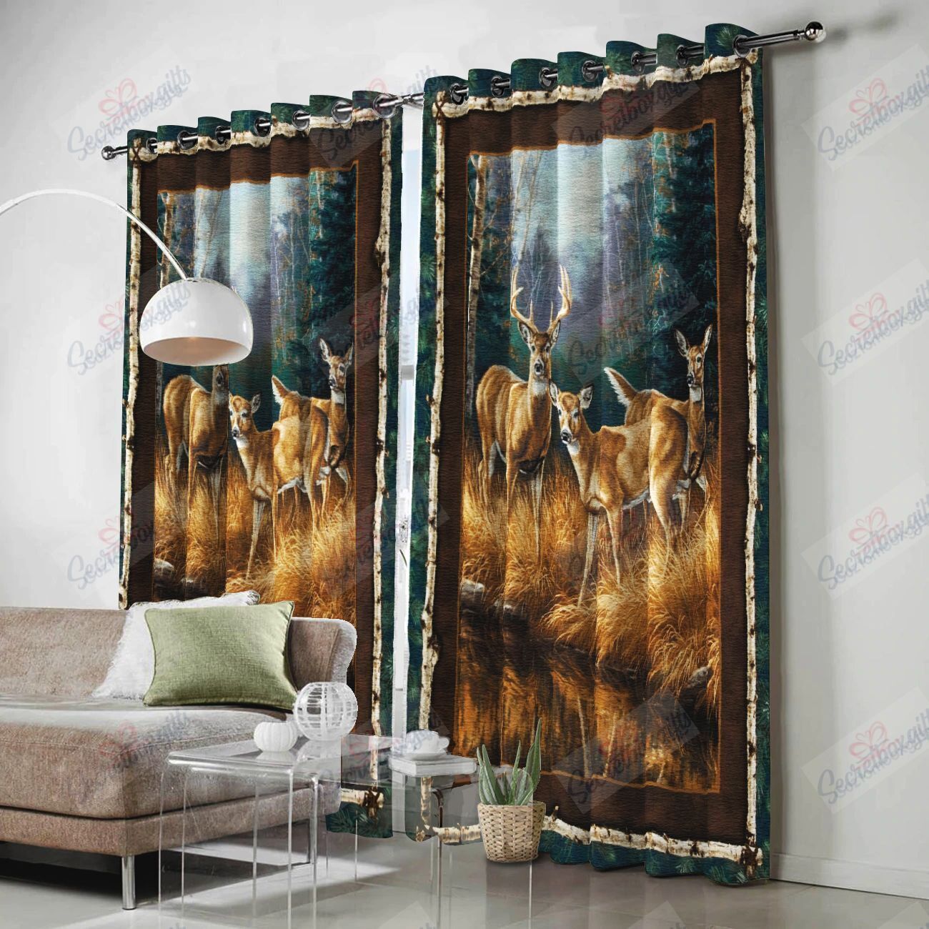 wild deer printed window curtains home decor 2188