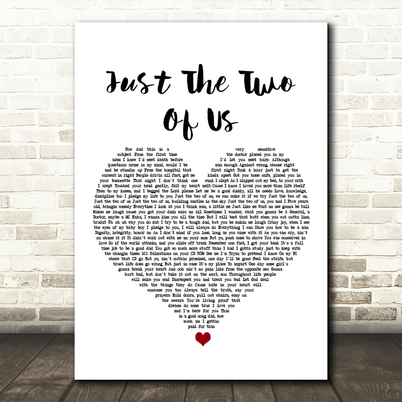 will smith just the two of us white heart song lyric art print 5340