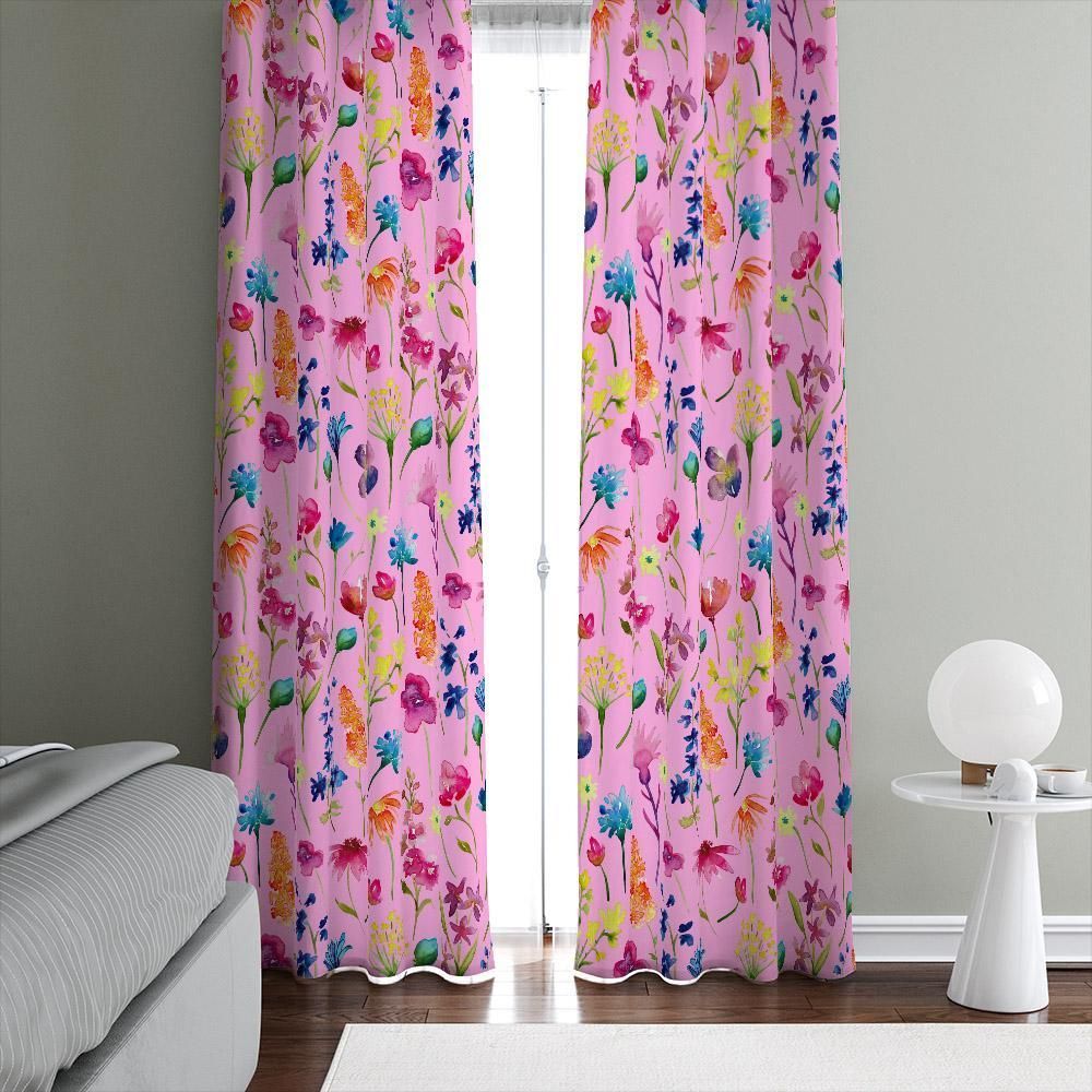 willowy wildflower pink floral window curtains 6269