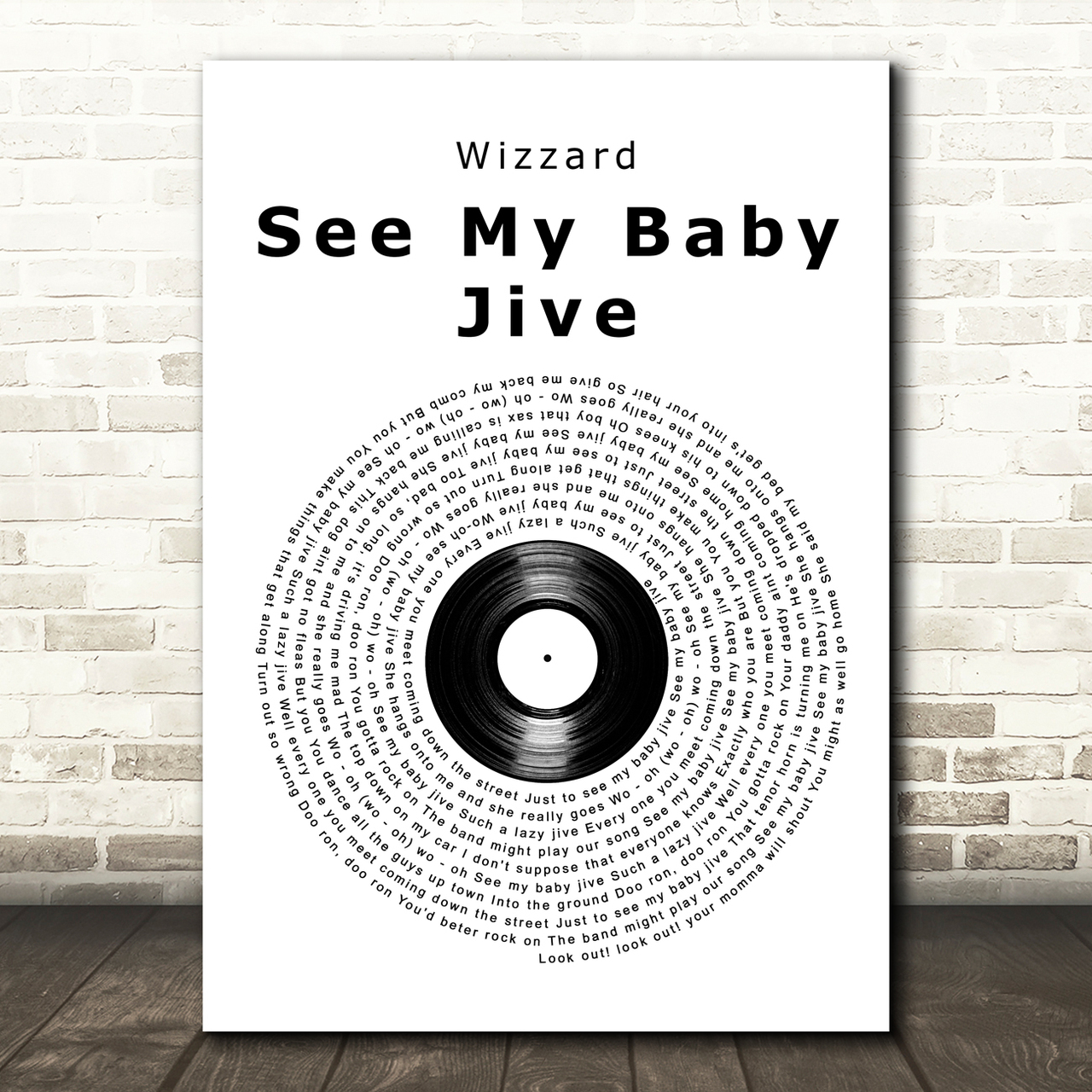 wizzard see my baby jive vinyl record song lyric art print 4889