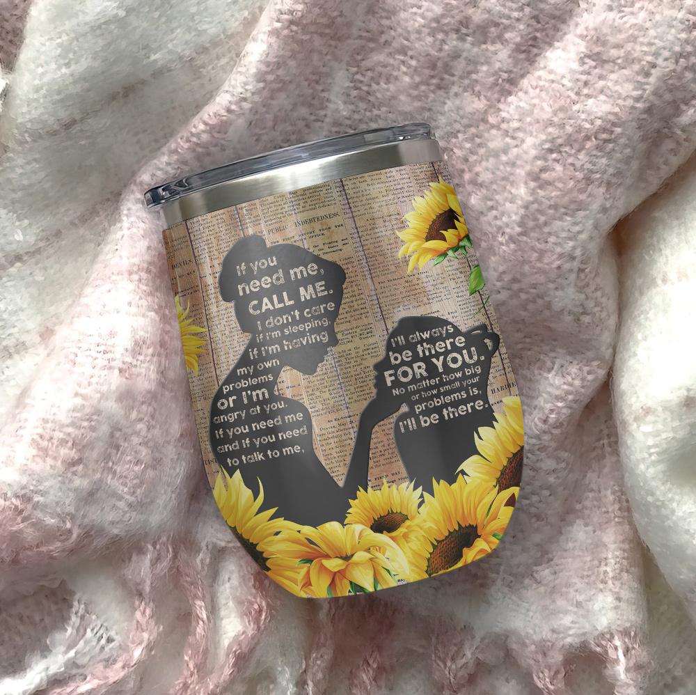 wooden style sunflower to my daughter wine tumbler mom and daughter gift wine tumbler 3770