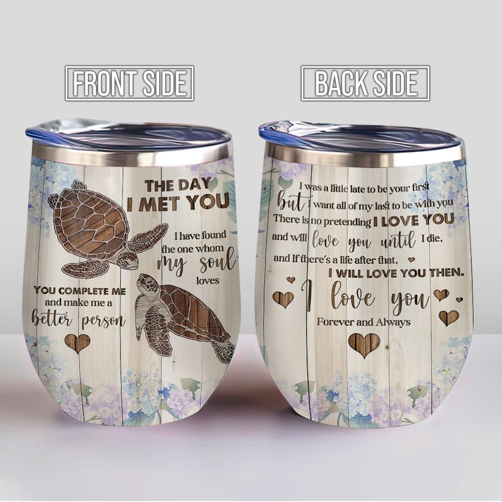 wooden style turtle couple gift for couple wine tumbler 8483