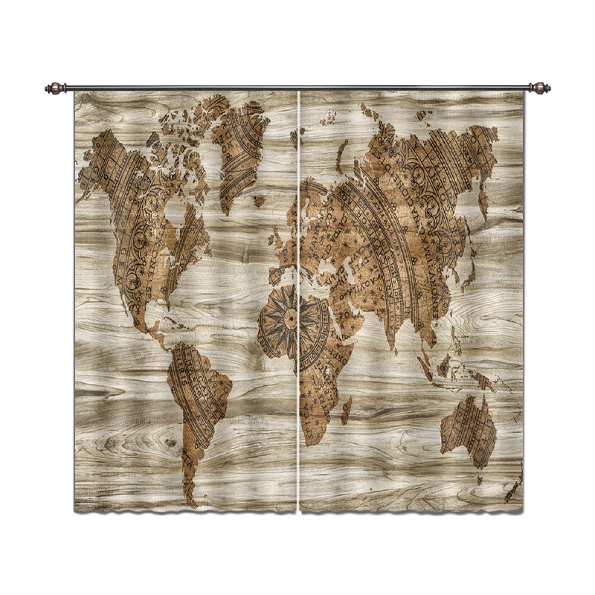 world map art printed window curtain home decor 3239