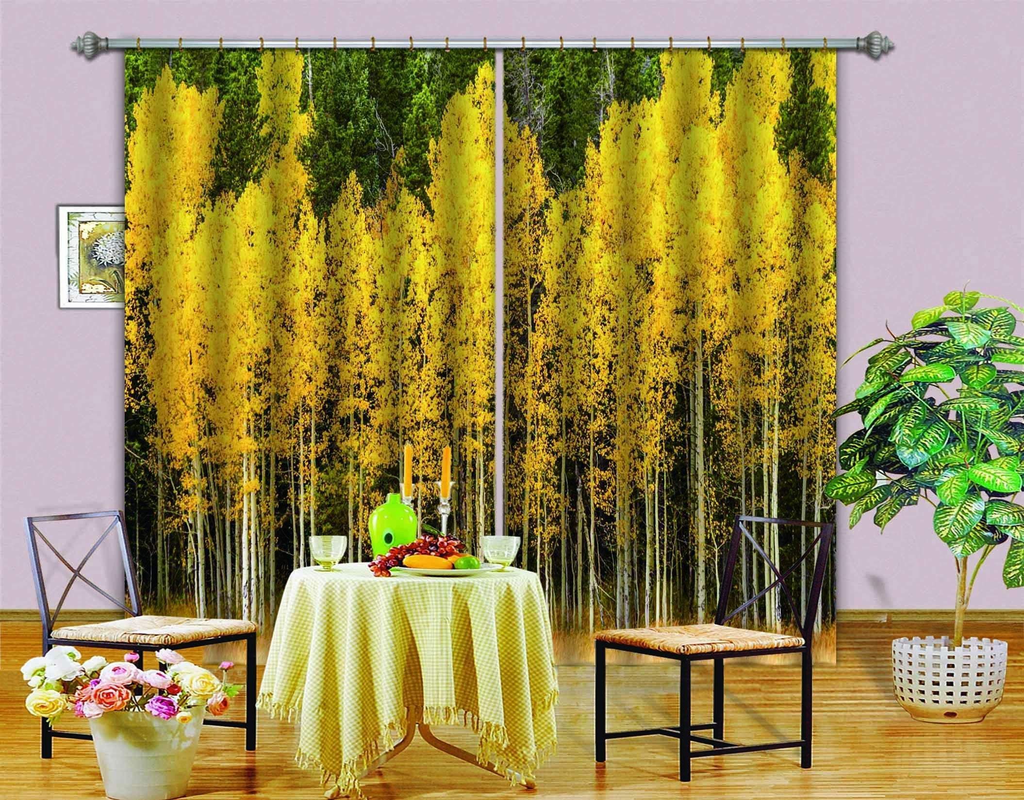 yellow flower forest stunning site printed window curtain 6802