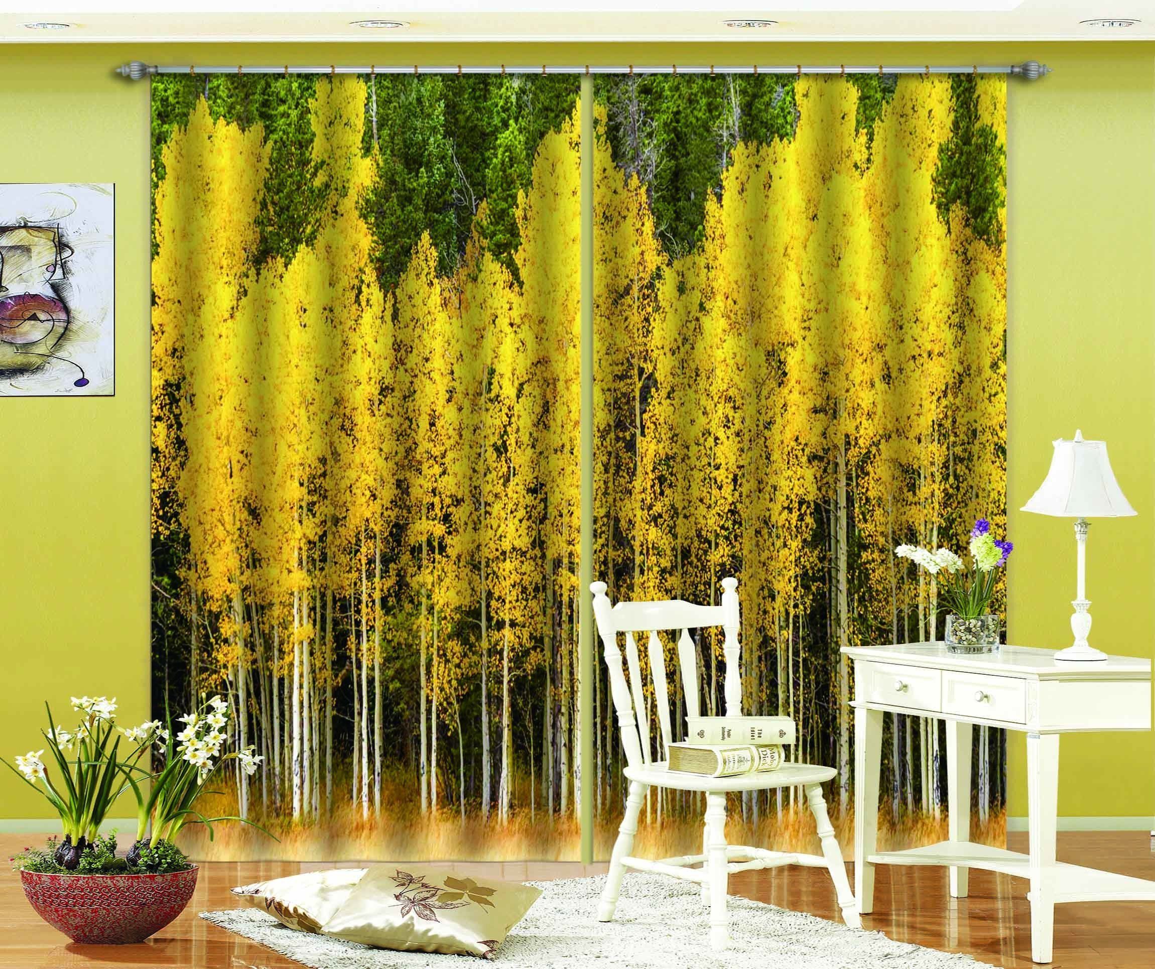 yellow flower forest stunning site printed window curtain 8422