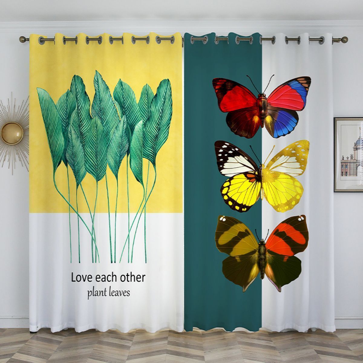 yesterday now tomorrow butterflies printed window curtain home decor 3500