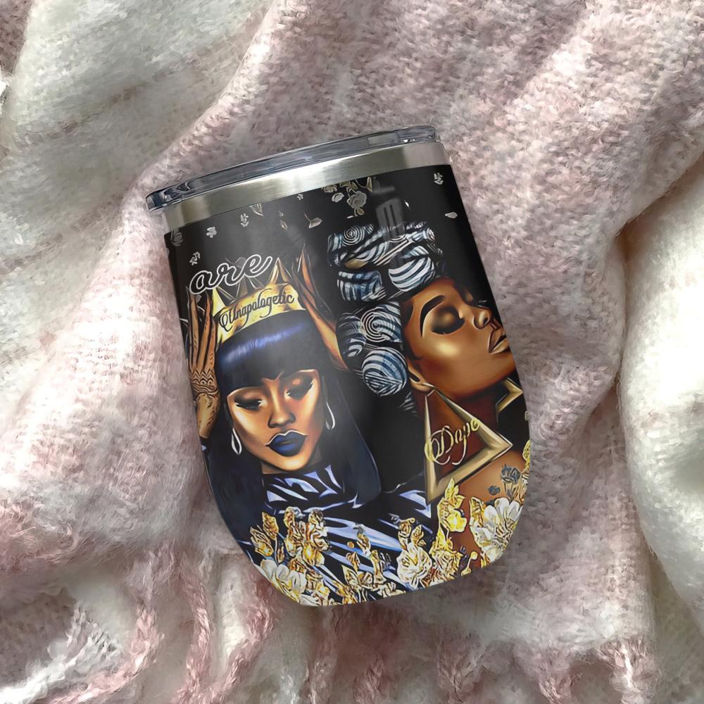 you are melanin black queen juneteenth african american afro women gift wine tumbler 6452