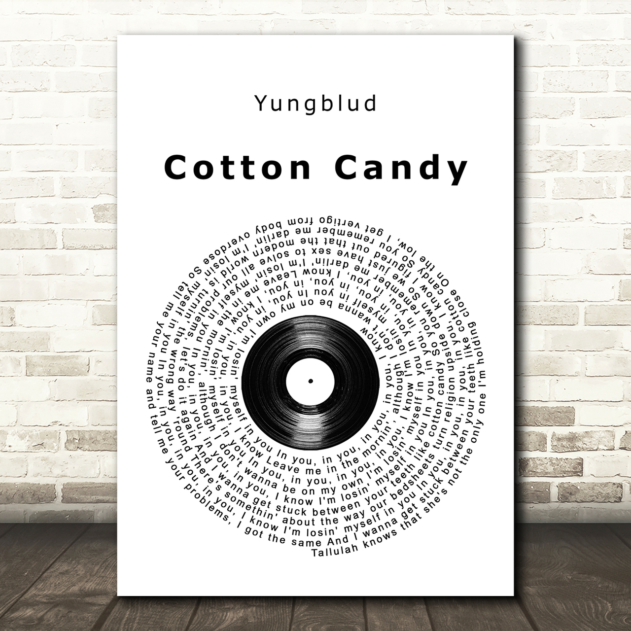 yungblud cotton candy vinyl record song lyric art print 8559