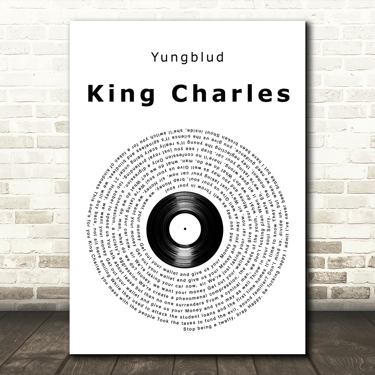 yungblud king charles vinyl record song lyric art print 3781