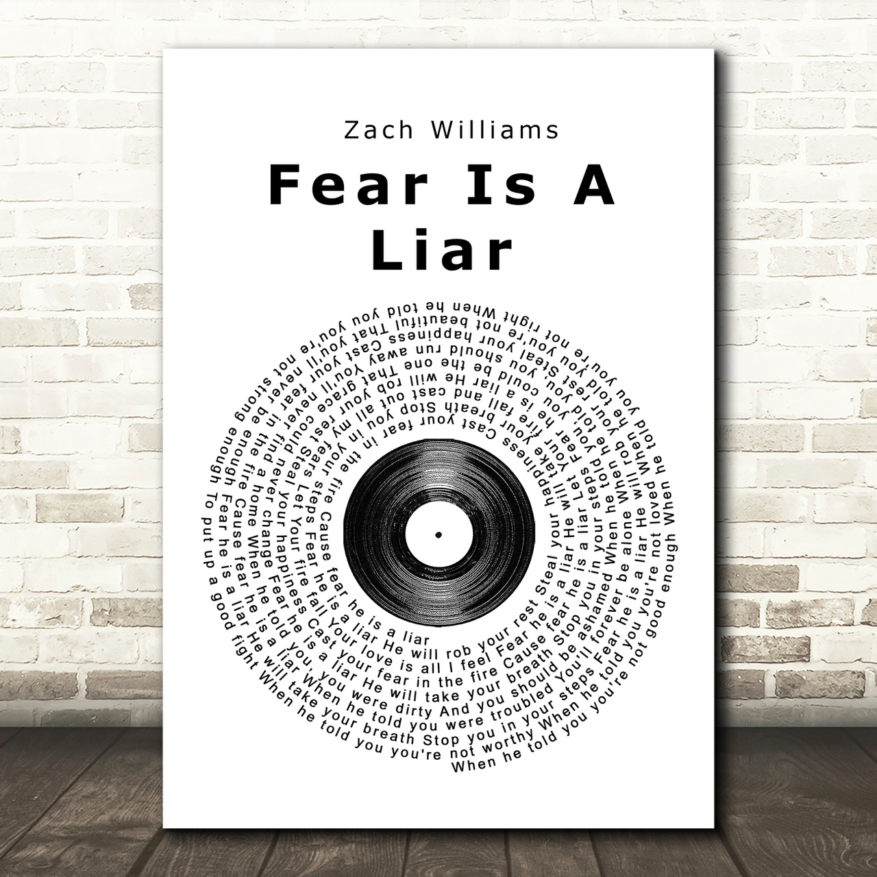 zach williams fear is a liar vinyl record song lyric print 6026