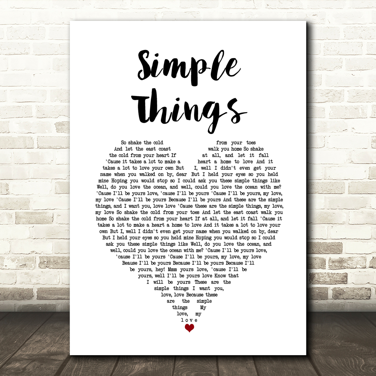ziggy alberts simple things white heart song lyric art print 8828