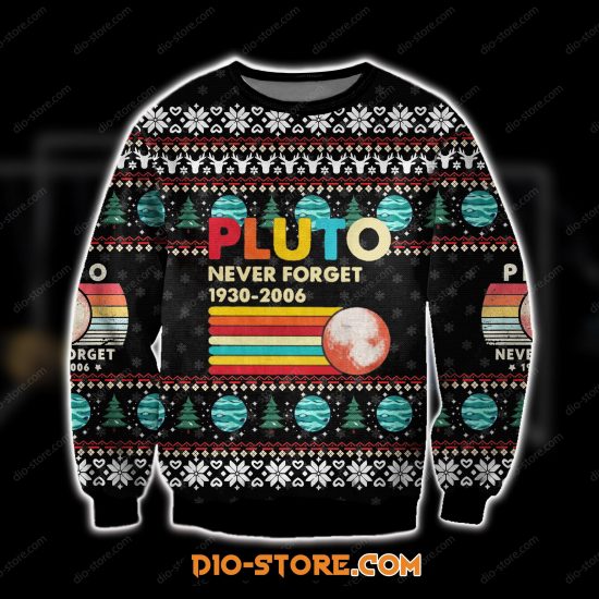 3D All Over Print Knitting Pattern Pluto Never Forget Ugly Christmas Sweatshirt