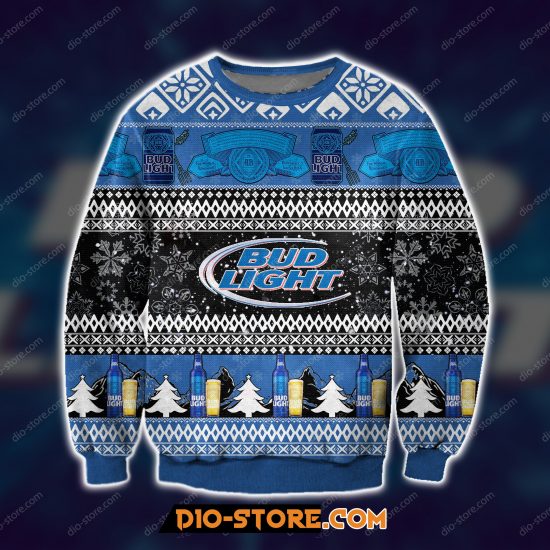 3D All Over Printed Bud Light Beer Ugly Christmas Sweatshirt