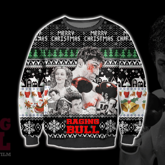 3D All Over Printed Raging Bull Christmas Sweatshirt
