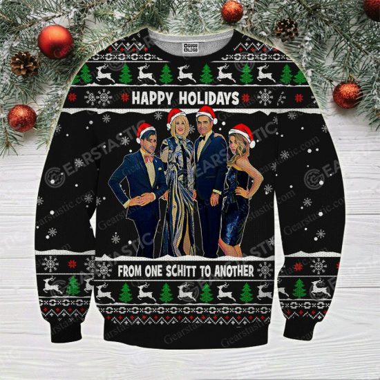 3D All Over Printed Shirt Schitt'S Creek Happy Holidays From One Schitt To Another Christmas Sweatshirt