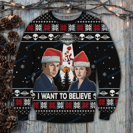 3D All Over Printed The X Files I Want To Believe Christmas Sweatshirt