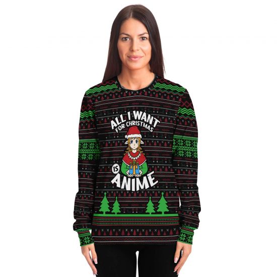 All I Want For Christmas Is Anime Ugly Christmas Sweatshirt Colins Store 2