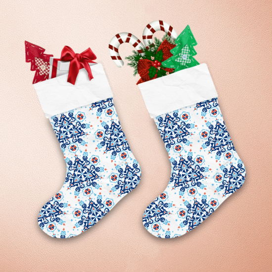 Amazing Winter Christmas Blue Background With Snowflakes And Snow Christmas Stocking 1