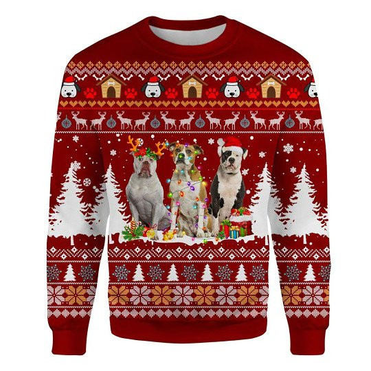 American Bulldog Ugly Christmas Sweatshirt Animal Dog Cat Sweater Unisex