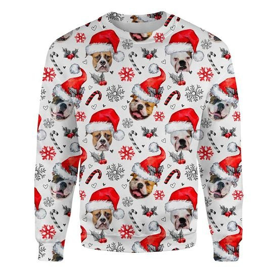 American Bulldog Xmas Decor Ugly Christmas Sweatshirt Animal Dog Cat Sweater Unisex