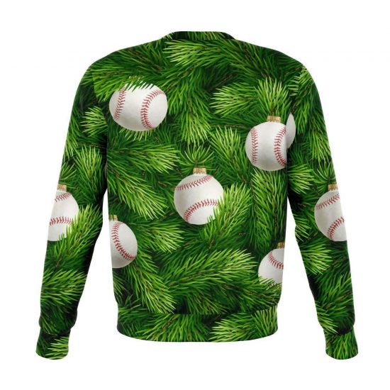 Baseball Christmas Tree Funny Christmas Fleece Lined Fashion Sweatshirt 1