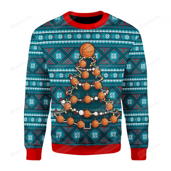 Basketball Christmas Tree Ugly Christmas Sweater