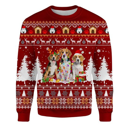 Beagle Ugly Christmas Sweatshirt Animal Dog Cat Sweater Unisex