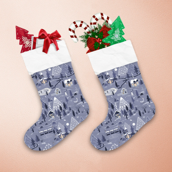 Beautiful Christmas Nature With City In The Mountains Christmas Stocking 1