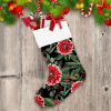 Beautiful Dahlia Flowers With Chritsmas Berries On Black Background Christmas Stocking