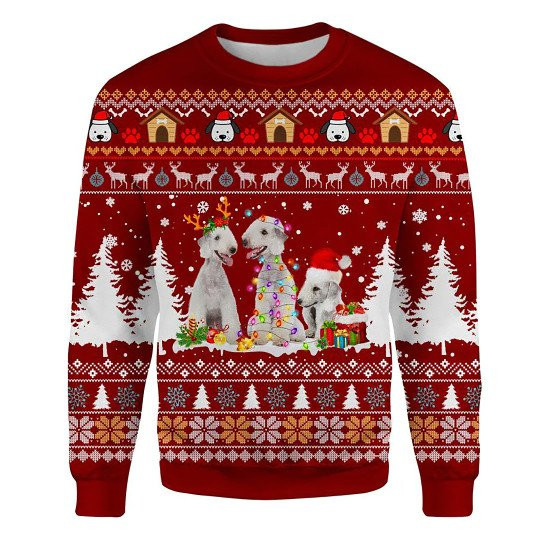 Bedlington Terrier Ugly Christmas Sweatshirt Animal Dog Cat Sweater Unisex