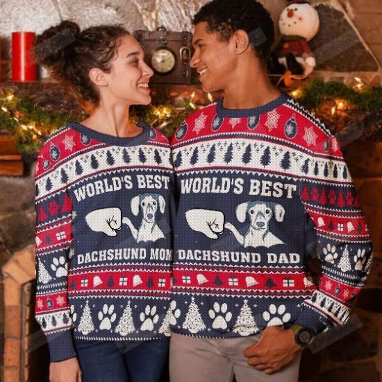 Best Dachshund Dad Ugly Christmas Sweater