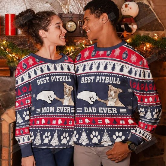 Best Pitbull Dad Ugly Christmas Sweater