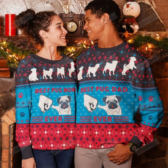 Best Pug Dad Ever Ugly Christmas Sweater