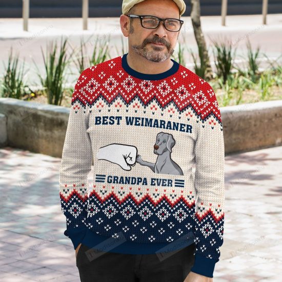 Best Weimaraner Grandpa Ugly Christmas Sweater