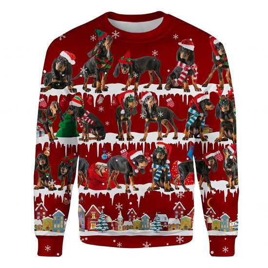 Black And Tan Coonhound Snow Christmas Ugly Christmas Sweatshirt Animal Dog Cat Sweater Unisex