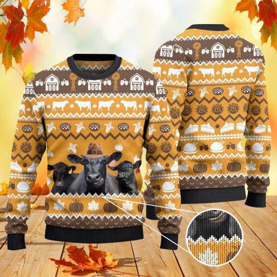 Black Angus Cattle Lovers Thanksgiving Gift All Over Print Sweatshirt