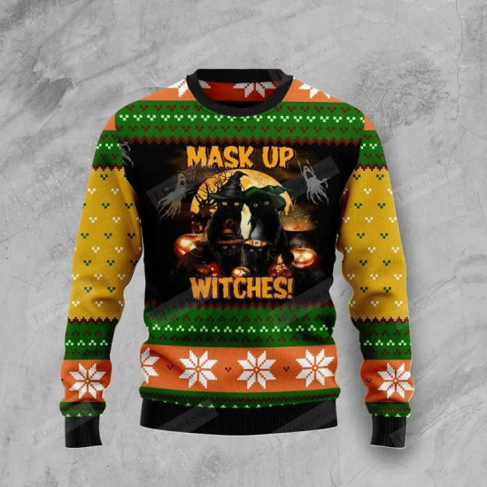 Black Cat Witches Ugly Christmas Sweater