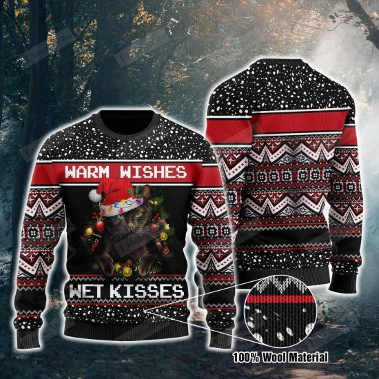 Black Cats Warm Wishes Wet Kisses Ugly Christmas Sweater