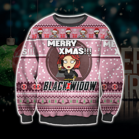 Black Widow 3D All Over Printed Ugly Christmas Sweatshirt