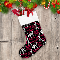 Blooming Christmas Cactus Black Red And White Christmas Stocking