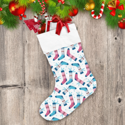 Blue And Pink Socks With Colorful Christmas Tree Christmas Stocking