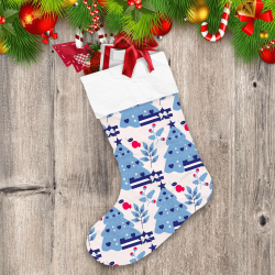 Blue Christmas Tree With Stars On Pink Background Christmas Stocking