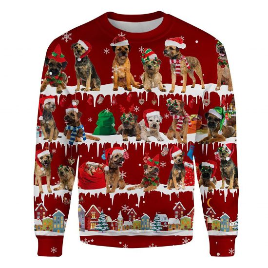 Border Terrier Snow Christmas Ugly Christmas Sweatshirt Animal Dog Cat Sweater Unisex