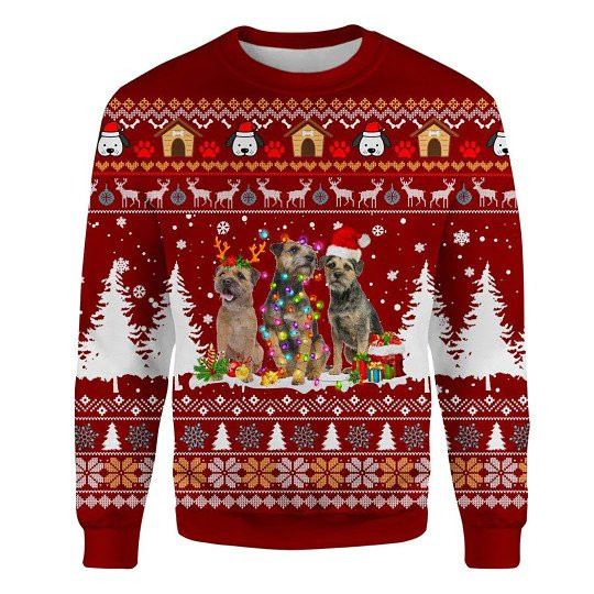 Border Terrier Ugly Christmas Sweatshirt Animal Dog Cat Sweater Unisex